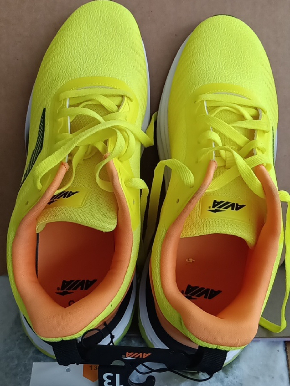 Avia Neon Yellow Athletic Shoes with Orange Lining